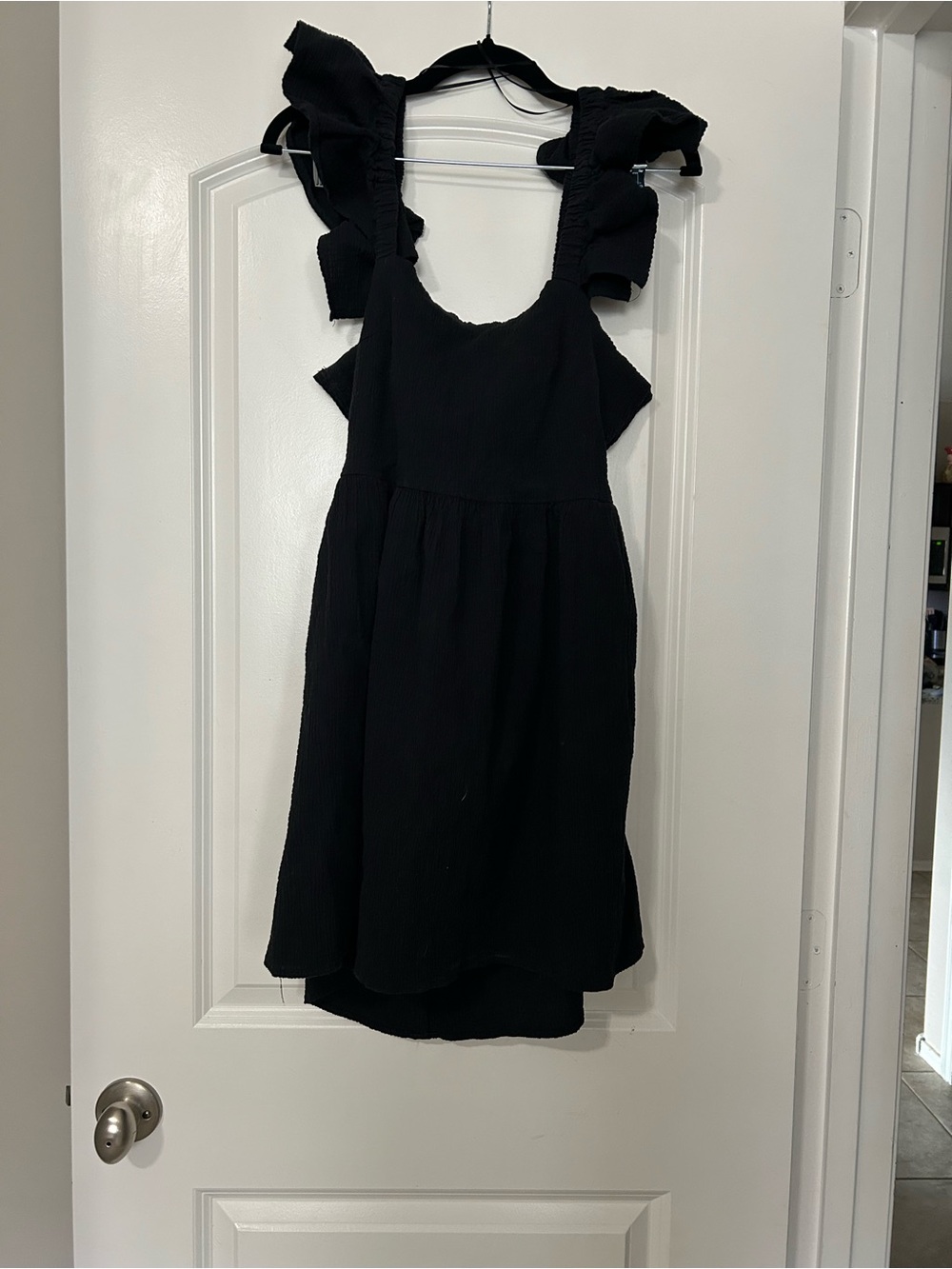 Women’s Black Ruffle Strap Dress